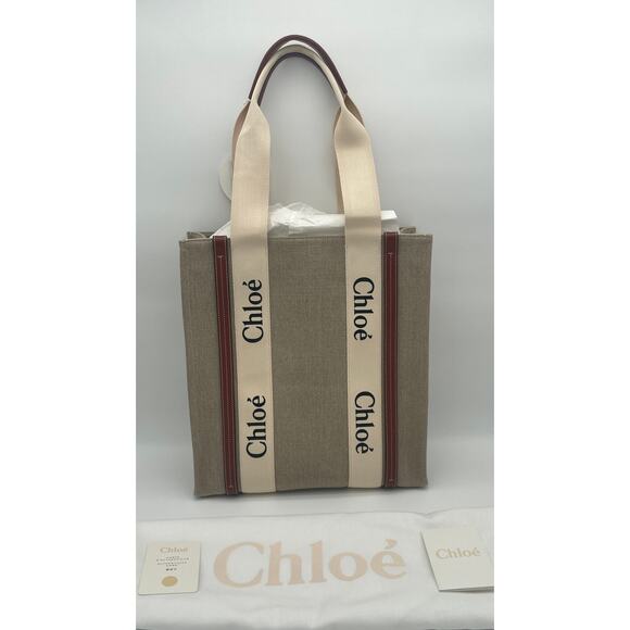 BRAND NEW CHLOE WOODY CANVAS TOTE SHOULDER BAG NWT! - Picture 9 of 13